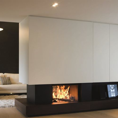 Wood-burning fireplace - LUNA DIAMOND 1000DV - M-Design - built-in / double-sided / closed hearth