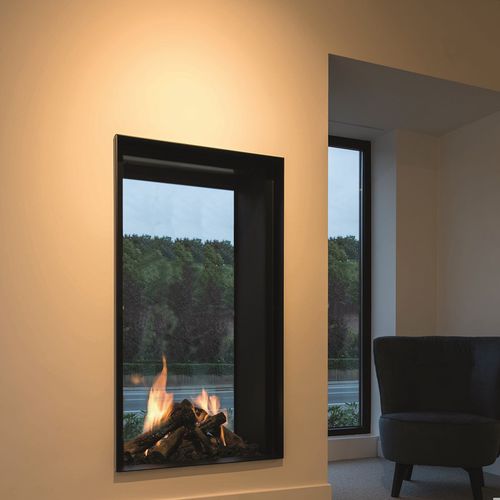 Gas fireplace - TRUE VISION 850 DVL - M-Design - wall-mounted / Single-sided / closed hearth
