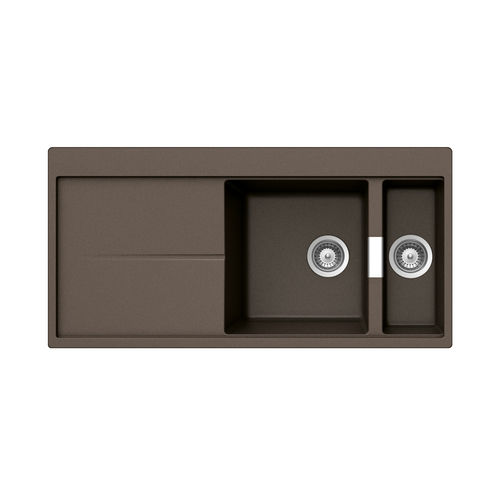 Double kitchen sink - HORIZONT: D-150 - Schock - with drainboard / composite / overmount