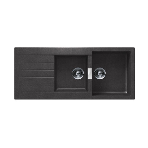 Double kitchen sink - SIGNUS: D-200 - Schock - with drainboard / composite / overmount