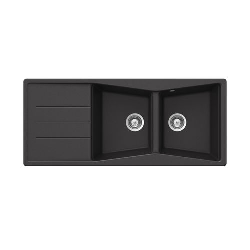 Double kitchen sink - CITY: D-200 - Schock - with drainboard / composite / overmount