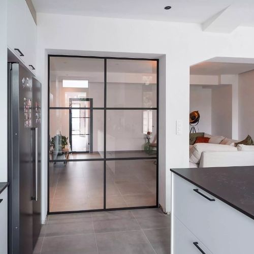 Interior door - FIXED WALLS - ANYWAY DOORS - glass / aluminium / pocket