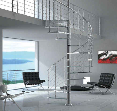 Spiral staircase - DIABLE - SK SYSTEME - glass step / metal frame / contemporary