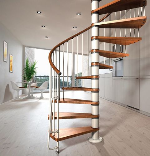 Spiral staircase - NOVA - SK SYSTEME - wooden step / metal frame / contemporary