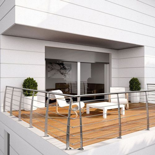Stainless steel railing - ROD RX - SK SYSTEME - with bars / outdoor / for patio