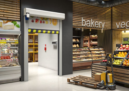 Roll-up industrial door - Manusa - vertical sliding door / steel / 304 stainless steel