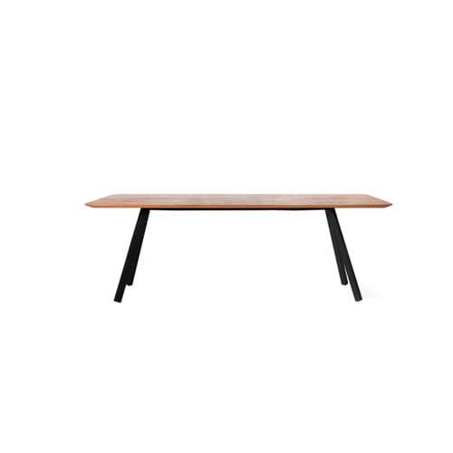 Contemporary table - B-AROUND - RS LIFE - iroko / steel base / rectangular