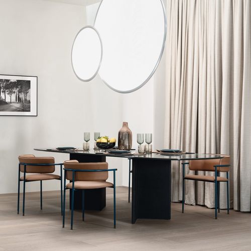 Contemporary dining table - WINGS - cierre - tempered glass / ceramic / marble