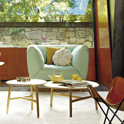 Contemporary armchair - COPLA - SANCAL - fabric / wooden / with washable removable cover