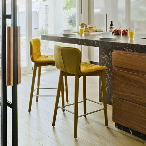 Contemporary bar chair - TEA - SANCAL - indoor / fabric / wooden base