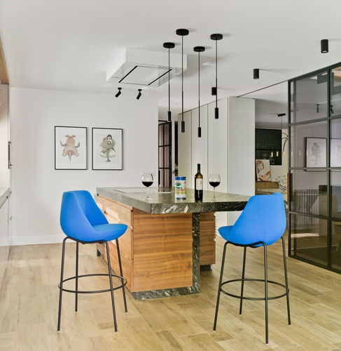Contemporary bar chair - MAGNUM - SANCAL - indoor / fabric / lacquered metal