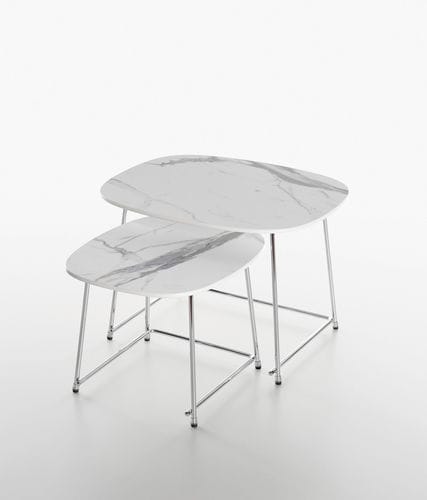 Contemporary coffee table - CUP - PLANK - HPL / chromed metal base / home