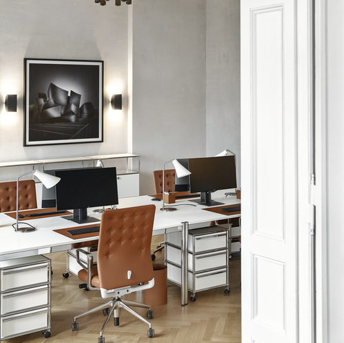 MDF office unit - USM Haller - USM Modular Furniture - metal / 3-drawer / on casters