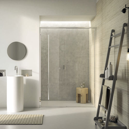 Sliding bath screen - ARAXIS  - calibe - fixed / tempered glass / 2 panels