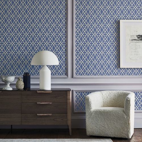 Contemporary wallpaper - Treillage - Cole&Son - fabric / geometric pattern / white