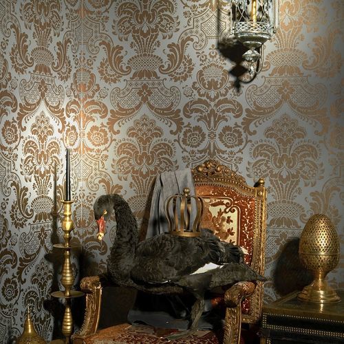 Contemporary wallpaper - Carmen - Cole&Son - fabric / damask / green