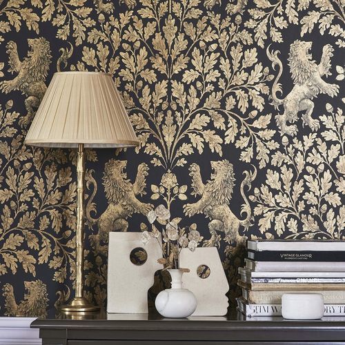 Traditional wallpaper - Boscobel Oak - Cole&Son - fabric / nature pattern / damask
