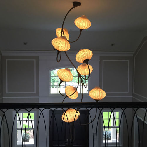 Pendant lamp - PALM: 9 PALMS - Aqua Creations - metal / silk / contemporary