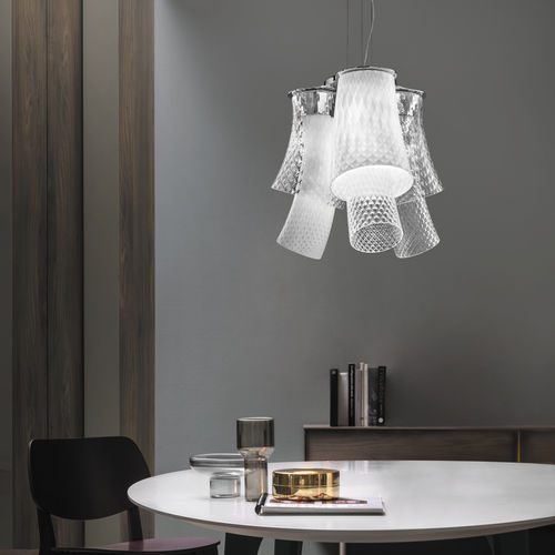 Pendant lamp - ASSIBA - Vistosi - chrome / blown glass / contemporary