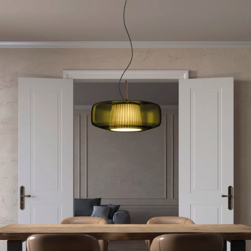Pendant lamp - PLISSÈ - Vistosi - blown glass / fabric / contemporary