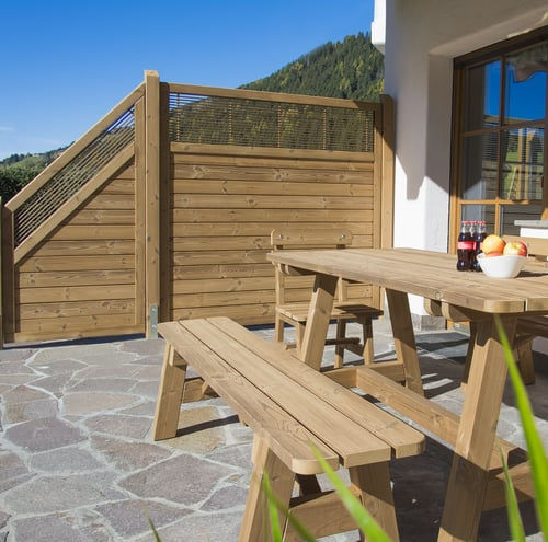 Contemporary screen - MISTRAL  - Pircher Oberland - pine / garden