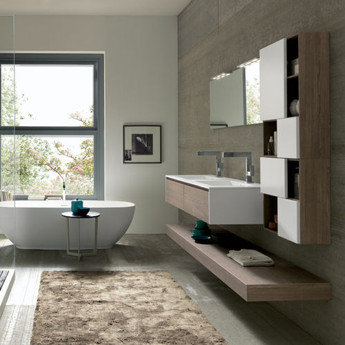Double washbasin cabinet - TULLE 03 - ARCHEDA - wall-hung / oak / HPL