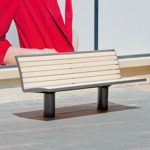 Contemporary public bench - DENVER - AREA - wooden / steel / with backrest