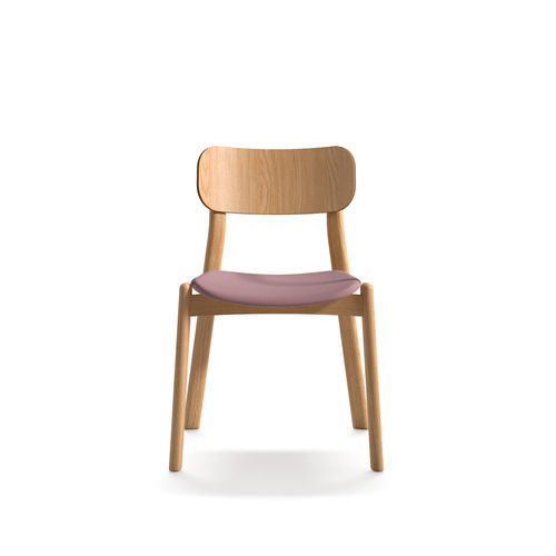 Contemporary chair - Kiyumi Wood + Fixed Cushion  - arrmet - indoor / fabric / ash