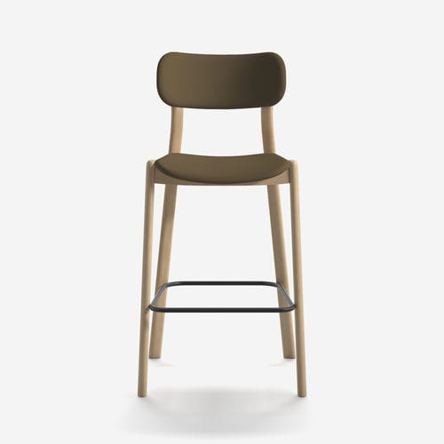Scandinavian design bar stool - KIYUMI WOOD FABRIC ST  - arrmet - leather / fabric / ash base