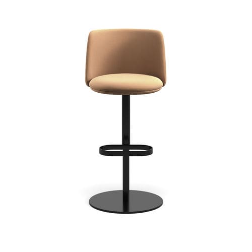 Original design bar stool -   A seating collection designed for hospitality, where the p - arrmet - leather / fabric / metal base