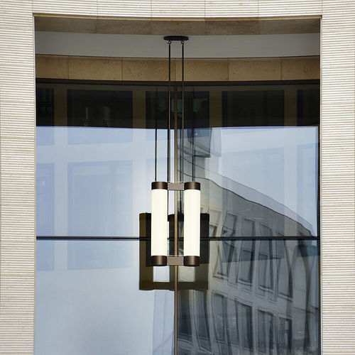 Pendant lamp - TOWER - LFF - brass / opalescent glass / industrial design