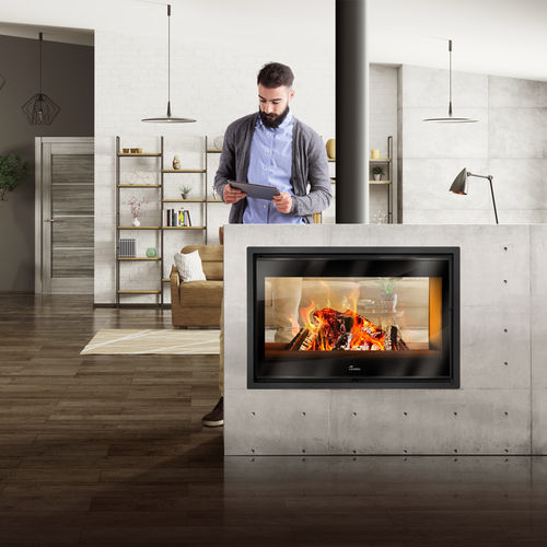 Doublesided fireplace insert NICKEL Lacunza woodburning