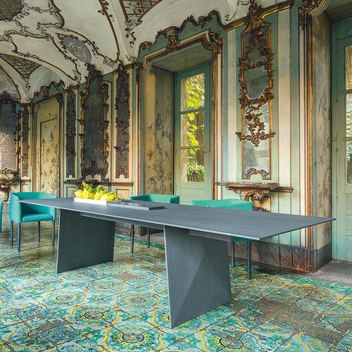 Contemporary table - KANJI - PAOLA LENTI - wooden / rectangular
