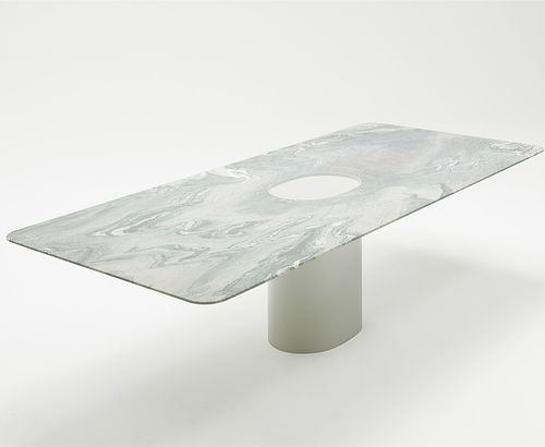 Contemporary dining table - TAOL - PAOLA LENTI - steel / marble / rectangular