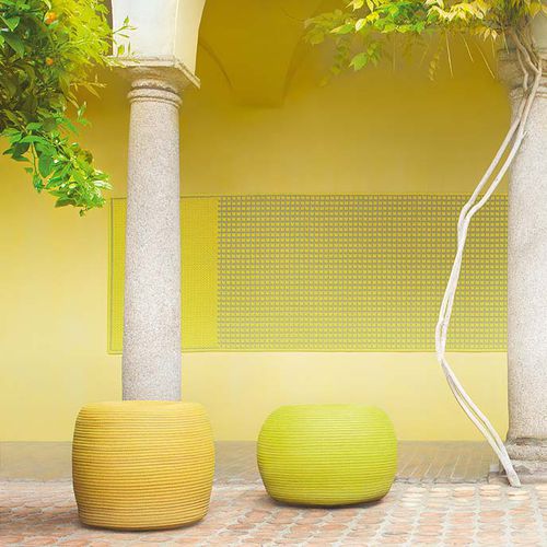 Contemporary pouf - OTTO - PAOLA LENTI - fabric / round / garden