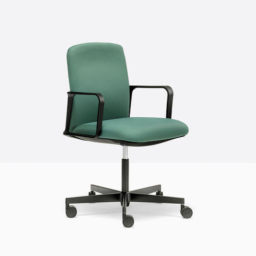 Contemporary office chair - TEMPS 3766 - PEDRALI - indoor / fabric / cast aluminum base
