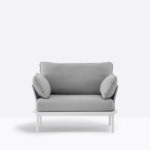 Contemporary armchair - REVA_P - PEDRALI - fabric / with removable cushion / gray