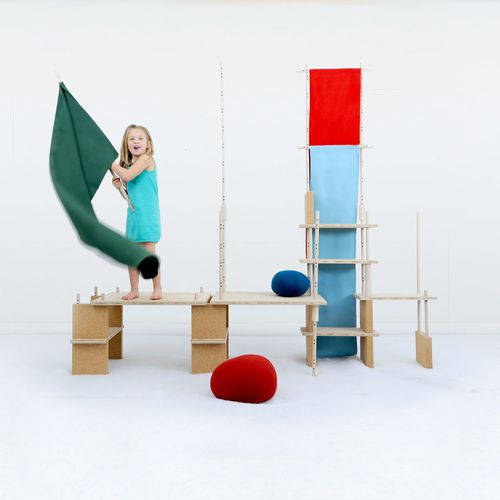 Modular shelf - PLAY YET! - SMARIN - contemporary / wooden / cork