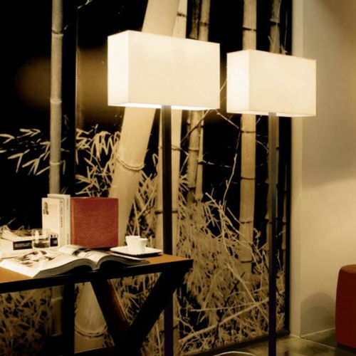 Floor-standing lamp - TOSCA - PENTA - nickel / glass / fabric