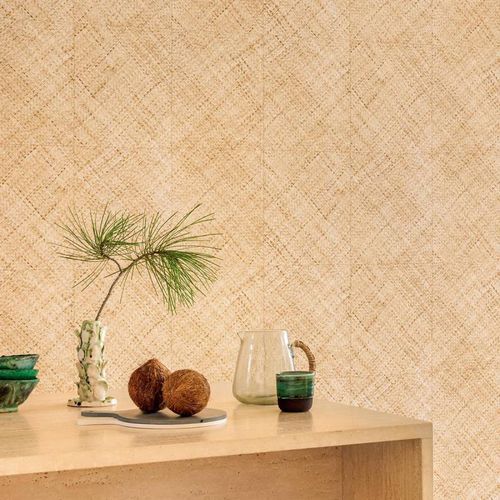 Contemporary wallpaper - Matières végétales - Elitis - rafia / vinyl / floral