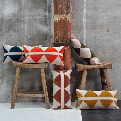 Outdoor cushion - Minos - Elitis - rectangular / geometric pattern / patchwork