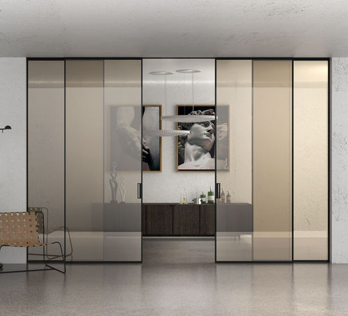 Interior door - VAS2b - SI4A2F - SB- G07 - AGOPROFIL S.p.A - glass / aluminum / sliding