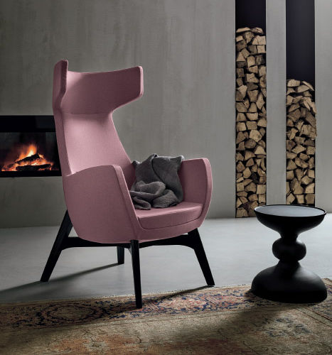 Contemporary armchair - IRIS - Nuova Linea Valentini - fabric / wing / high back