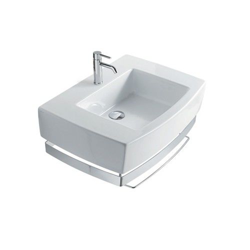 Countertop washbasin - 8955 - GALASSIA - ceramic / with towel rack / rectangular