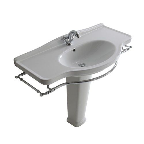 Free-standing washbasin - 8435M - GALASSIA - ceramic / with towel rack / oval