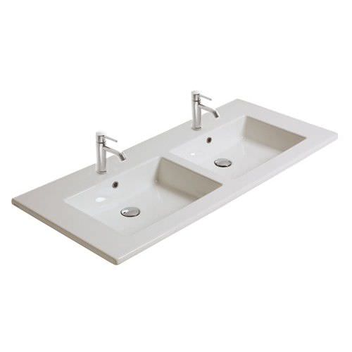 Wall-mounted washbasin - 2044 - GALASSIA - ceramic / double / rectangular