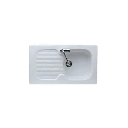 Single-bowl kitchen sink - 5101D90 - GALASSIA - with drainboard / ceramic / overmount