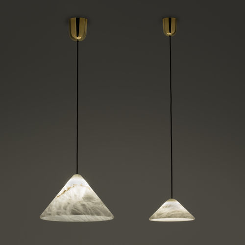 Pendant lamp - FUJI  - alma light - iron / polished brass / alabaster