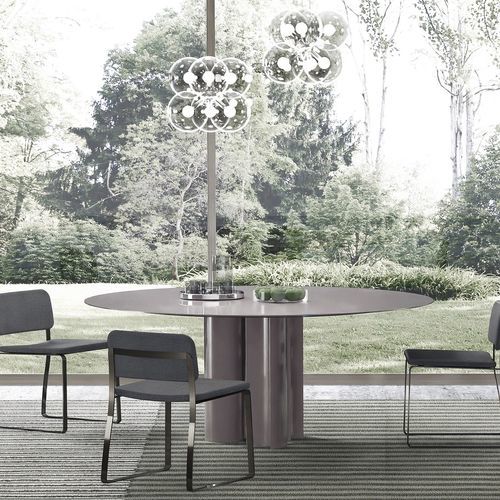 Contemporary dining table MOON PHASE spHaus concrete / marble