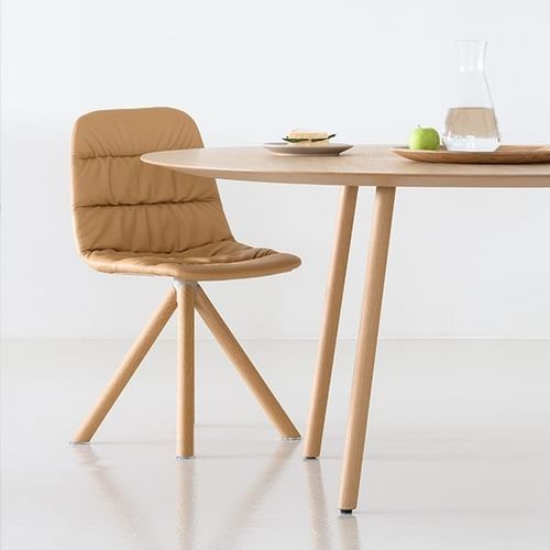 Contemporary chair - MAARTEN - Viccarbe - indoor / polypropylene / leather